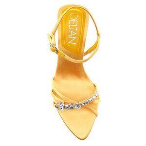 NEW Deltan Aria Satin Jewel Ornament Dress Sandals in Old Gold